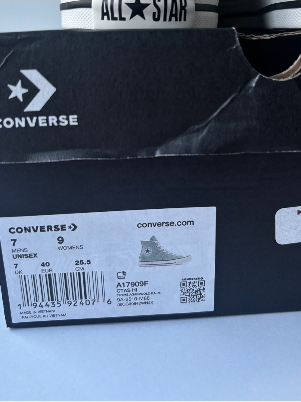 M7 W9 Converse Chuck Taylor All Star High Top - Market Essentials Thyme Again - Picture 5 of 6